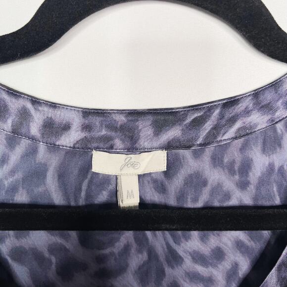 Joie Medium M Blue Joann C Animal Print Silk Tunic Top Scoop Neck Short Sleeve - Picture 6 of 8